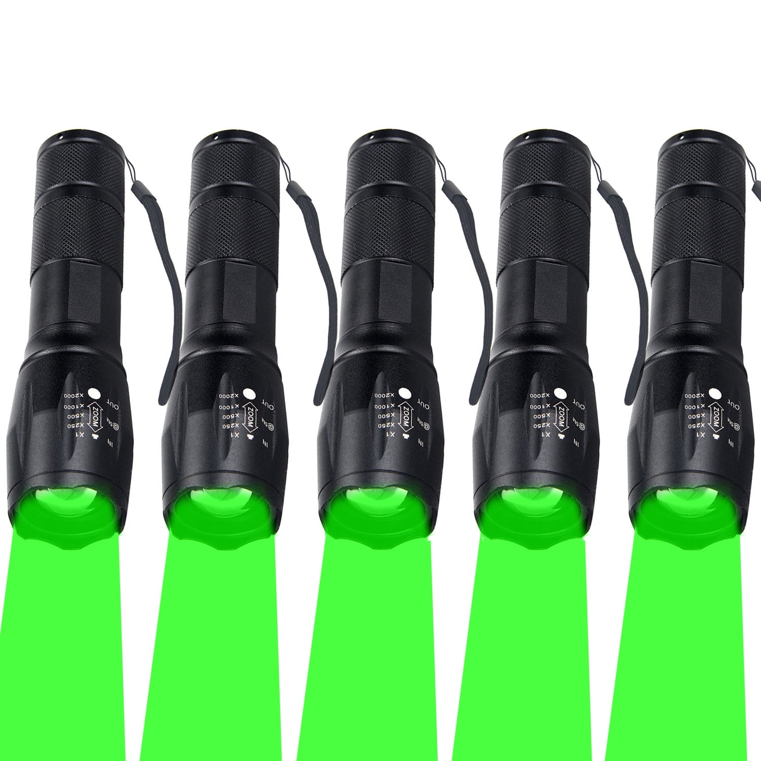 5 Pack Vastfire Green Flashlight,LED Tactical Flashlight,5 modes