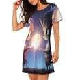 thumbnail image 2 of Lsque Dreamy Forest Elf Pattern Nightgowns for Women Sleep Shirts Short Sleeve Nightshirt Pullover Nightdress Soft Sleepwear Relaxed Fit Nightdress, 2 of 6