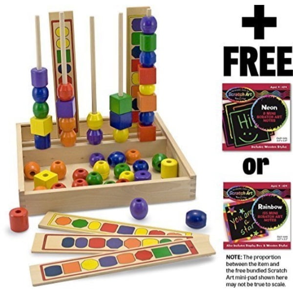 Melissa & Doug Bead Sequencing Set & 1 Scratch Art Mini-Pad Bundle