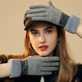 thumbnail image 6 of Winter Women Thick Plush Gloves Fashion Warm Suede Touch Screen Gloves Full Finger Elasticity Outdoor Windproof Driving Gloves (D), 6 of 7