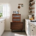 thumbnail image 3 of Kitchen Countertop Bread Box, Countertop Bread Storage Bin Container Double, Layer Extra Large Kitchen Counter, Wood Breadbox Saver Keeper Vintage with Acrylic Window Easy to Assemble (Brown), 3 of 9