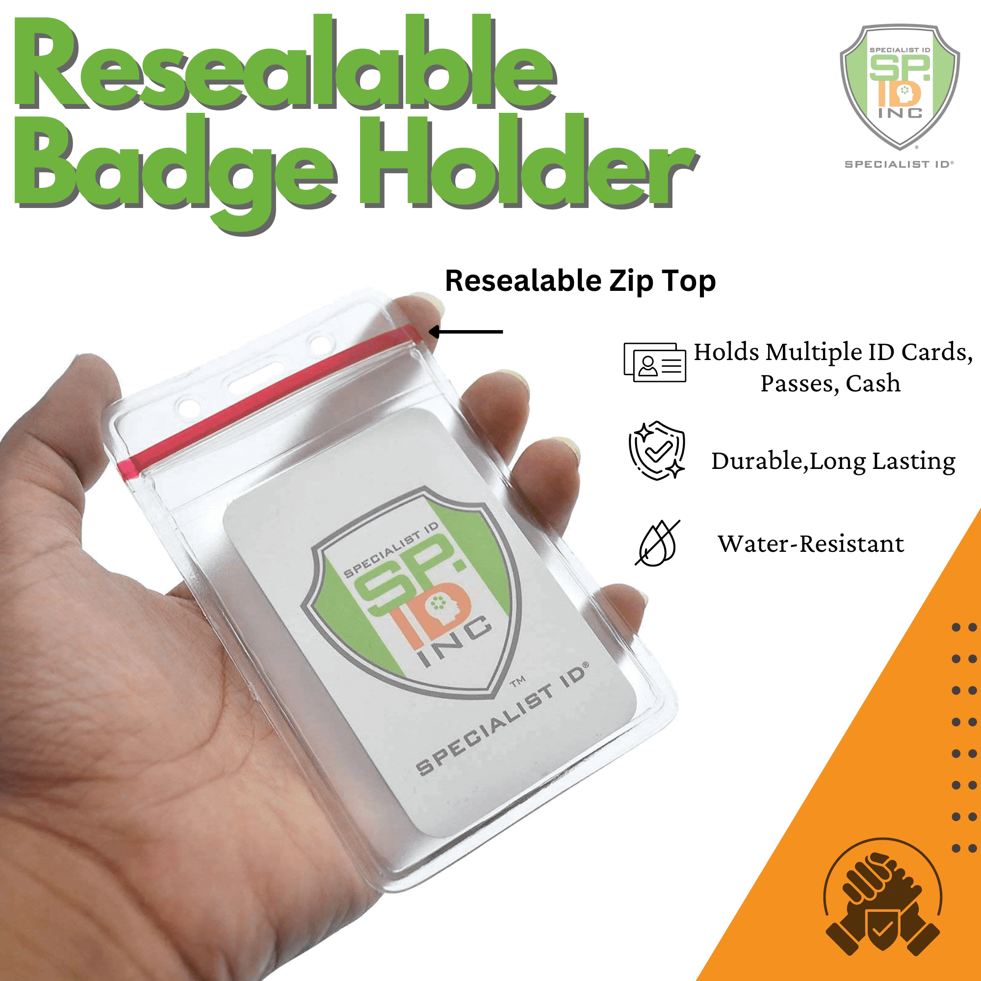 Specialist ID Water Resistant Badge & ID Holders, Vinyl, 100 Count