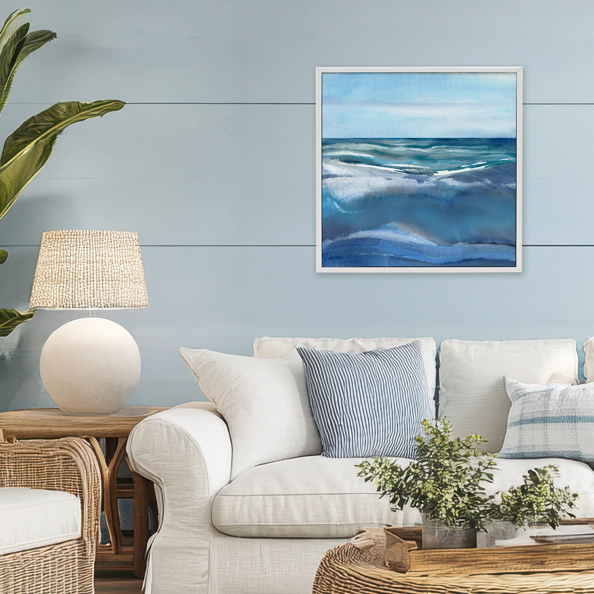 Stupell Industries Calm Seas under Soft Sky White Framed Giclee Art, design by Susan Jill