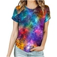 thumbnail image 3 of Penkiiy Galaxy Printed Shirt , Women's Cosmic Star Sky Print Funny Casual Fashion Short Sleeve Tops Blouse S Multicolor, 3 of 6
