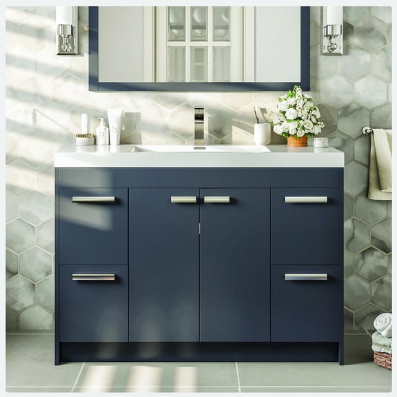 Eviva Lugano 48" Gray Modern Bathroom Vanity with White Integrated Acrylic Sink