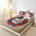 thumbnail image 4 of Feelyou Red Poinsettia Flower Full Size Sheets, Winter Christmas Cabin Bed Sheets, Teens Boys Girls Sheet Sets, Luxury Bedroom Decor, 4pcs, 4 of 7