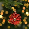 thumbnail image 2 of Northlight 4.5" Red and Gold Glittery Poinsettia Glass Christmas Ornament, 2 of 4