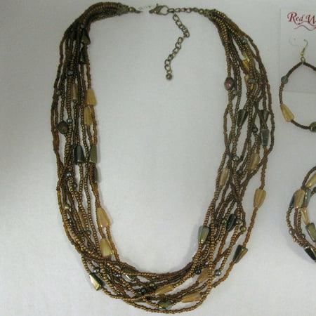 Red Water Designs Multi Strand Glass Beaded Necklace
