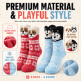 thumbnail image 5 of Girls Micro Cozy Socks, 2 Pack with Playful Ears and Soft Plush Fabric, RED, M/L, 5 of 8