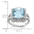 thumbnail image 4 of Sterling Silver Rhodium Checker-Cut Sky Blue Topaz & Diamond Ring, 4 of 5