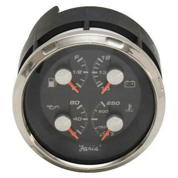 Faria Boat Multifunction Gauge GFC634B | Volt Fuel Oil Temp Black