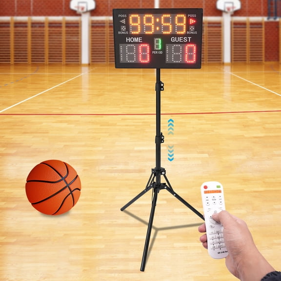 Shzicmy Portable Electronic Digital Scoreboards with Timer Clock, Free Standing LED Scoreboard for Indoor & Outdoor Games