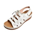 thumbnail image 2 of NexTorq Women’s Cutout Lace-Up Wedge Roman Sandals, Closed Toe Adjustable Comfort Shoes, Lightweight Summer Footwear, Casual & Outdoor Wear, White, 8.5, 2 of 5