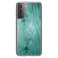 thumbnail image 1 of DistinctInk Clear Shockproof Hybrid Case for Galaxy S21+ PLUS 5G (6.7" Screen) - TPU Bumper, Acrylic Back, Tempered Glass Screen Protector - Teal Weathered Wood Grain - Faux Wood Grain Image, 1 of 2