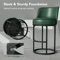 thumbnail image 7 of Solfway Bar Stools Set of 2, 26 inch Counter Height Bar Stools, Swivel Green Leather Barstools with Backs, Round Base, Footrest, Metal Legs for Kitchen Island, 7 of 7