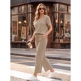 thumbnail image 3 of MOYIKO 2 Piece Sets for Women Casual Summer Travel Vacation Outfits Short Sleeve Tops Wide Leg Pants with Pockets Lounge Sets, 3 of 7