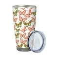 thumbnail image 2 of Fotbe butterfly Pattern 20 oz Tumbler Stainless Steel Vacuum Insulated Coffee Ice Cup Double Wall Travel Flask Leak-proof Coffee Cup-Straw Two-piece Set, 2 of 8