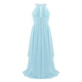 thumbnail image 3 of iEFiEL Girls Chiffon Sequined Flower Girl Dress Halter Princess Pageant Wedding Bridesmaid Dress Light Blue 16, 3 of 6