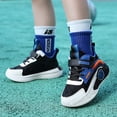 thumbnail image 3 of AUDeals Kids Boys Running Basketball Shoes, Lightweight Breathable High Top Sneakers, Non-Slip School Sport Shoes (Blue, 11.5-12 Years), 3 of 8