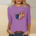 thumbnail image 2 of SYMOID Womens Purple Heart American Flag 3/4 Sleeve Top Crew Neck Patriotic 4th of July Shirt,Size 4XL, 2 of 5