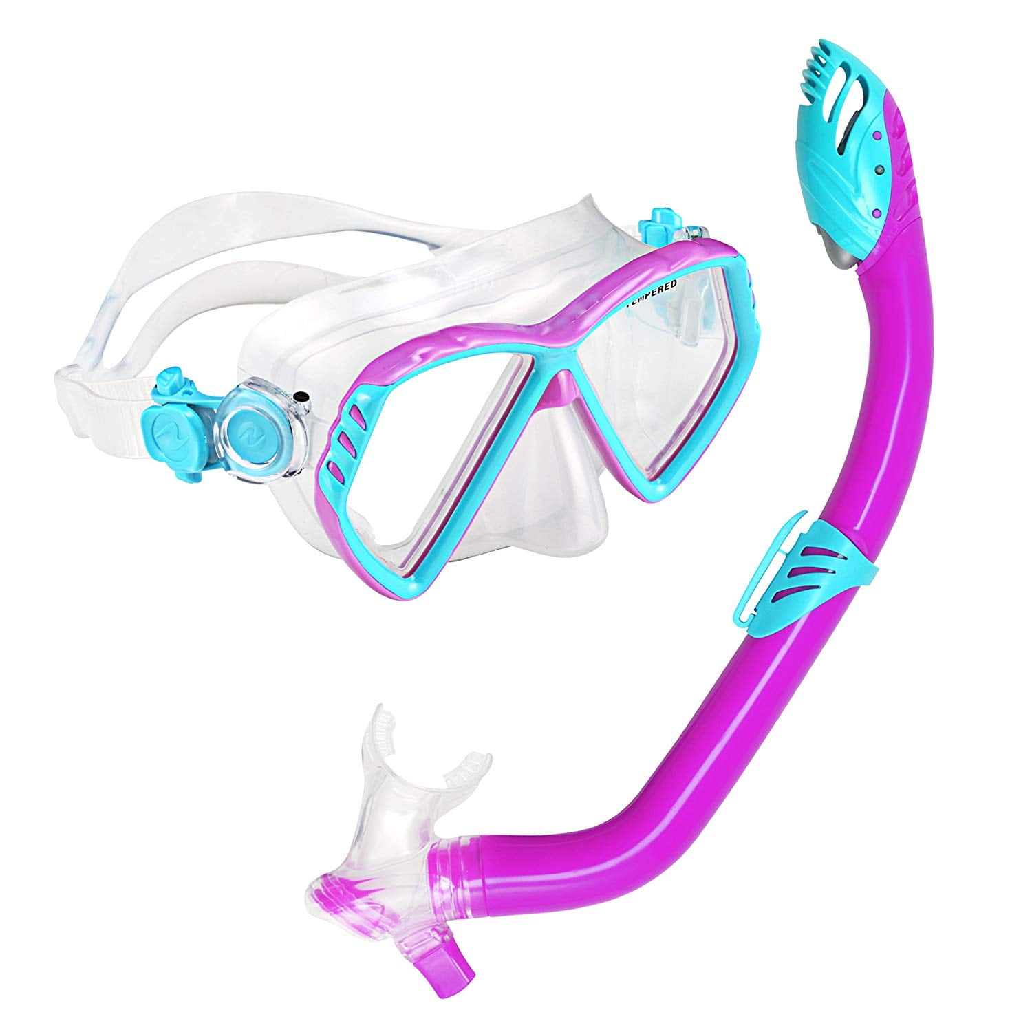 Phantom Aquatics Turtle Mask Fin Dry Snorkel Snorkeling Set 9-11 Blue, ML/XL
