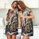 thumbnail image 4 of Easygdp Graceful Snow Leopard Camisón de manga corta para mujer, informal, estampado, 4 of 6