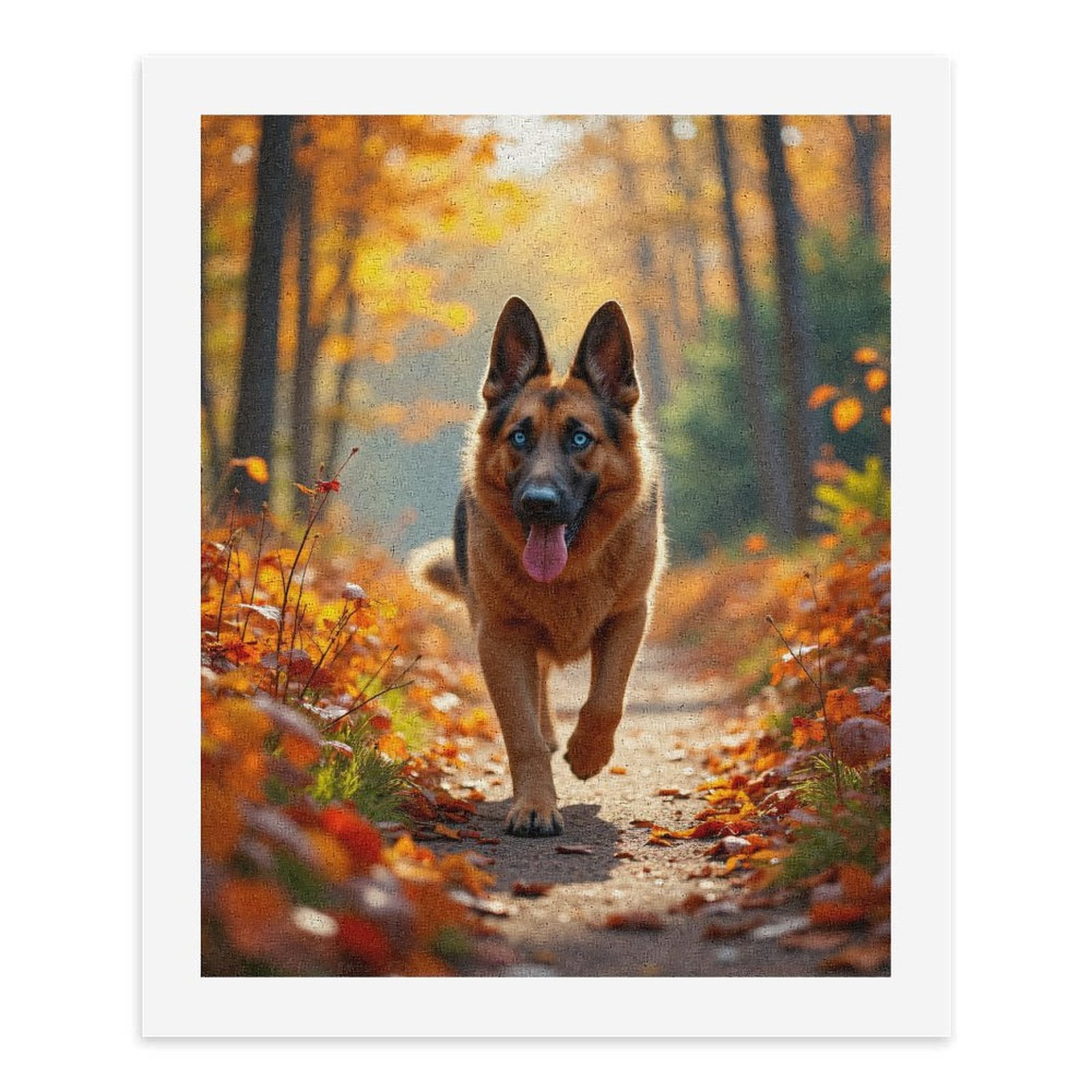 Paint by Numbers Kit for Adults, Autumn Forest German Shepherd Walk Paint by Numbers, Easy Paint by Numbers Kit for Adults Beginner, DIY Adult Paint by Number Kits on Canvas, Home Decor