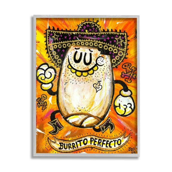 Stupell Industries Lively Pop Style Burrito Contemporary Sombrero Hat Framed Wall Art, 16 x 20, Design by Jorge R. Gutierrez
