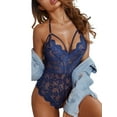 thumbnail image 2 of VISgogo Body sexy para mujer, peluches sin mangas con cuello en V profundo de color sólido, azul marino/negro/rojo VISgogo  moda, 2 of 9
