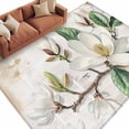 thumbnail image 2 of 5'x8' Area Rugs, Flowers Leaves Indoor Outdoor Area Rug for Living Room Bedroom, Farmhouse White Botanical Magnolia Retro Washable Bathroom Rugs Kitchen Floor Carpet Mats Home Decor Aesthetic, 2 of 8