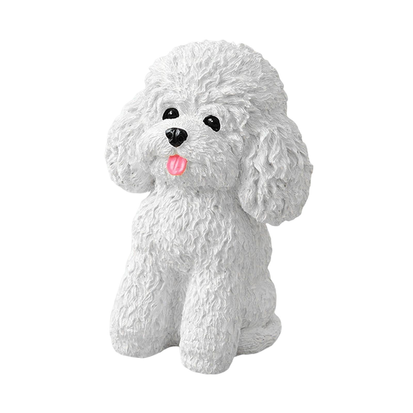 deevoka Sitting Dog Statue Garden Puppy Sculpture Collectibles Indoor and Outdoor Decor Resin Animal Figurine for Yard Porch Entrance White
