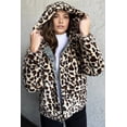 thumbnail image 2 of Veveret Womens Juniors Unique Vintage Wash Faux Fur Leopard Denim Jacket (Medium Denim, Medium), 2 of 5
