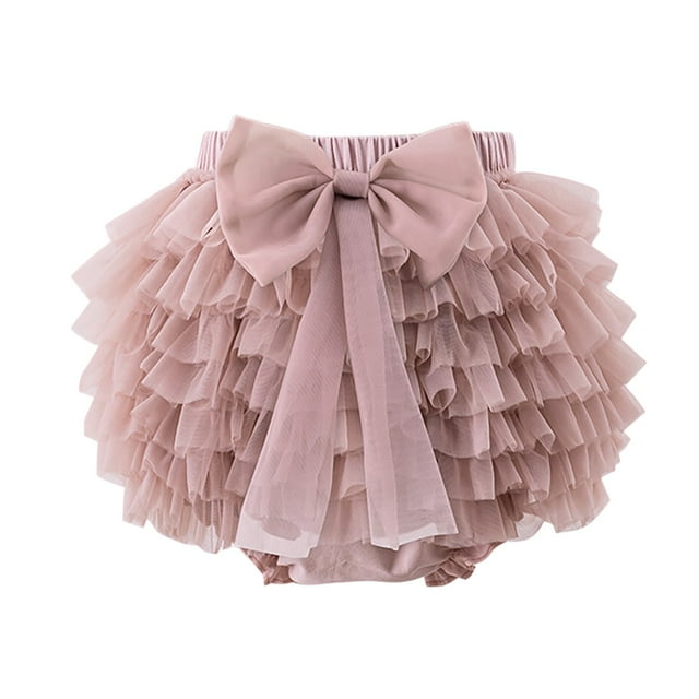 Robes pour Filles Tutu Été Pompon Couleur Unie Jupe Fesses Robe pour Tout-Petits Beige 18-24