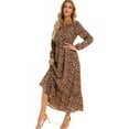 thumbnail image 7 of Women Spring Autumn French Style Chiffon Loose Slimming Long-Sleeved Round-Neck Printed Dress, 7 of 7