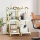 thumbnail image 1 of QinaQin Librero tipo escalera de 3 niveles en blanco y dorado, juego de 2 estantes pequeños para libros o plantas, ideal para baño, sala, recámara u oficina, 1 of 7