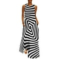 thumbnail image 2 of 2025 Black And White Striped Dress Summer Optical Art Aesthetic Casual Long Dresses Women Modern Maxi Dress Birthday Present, 2 of 6