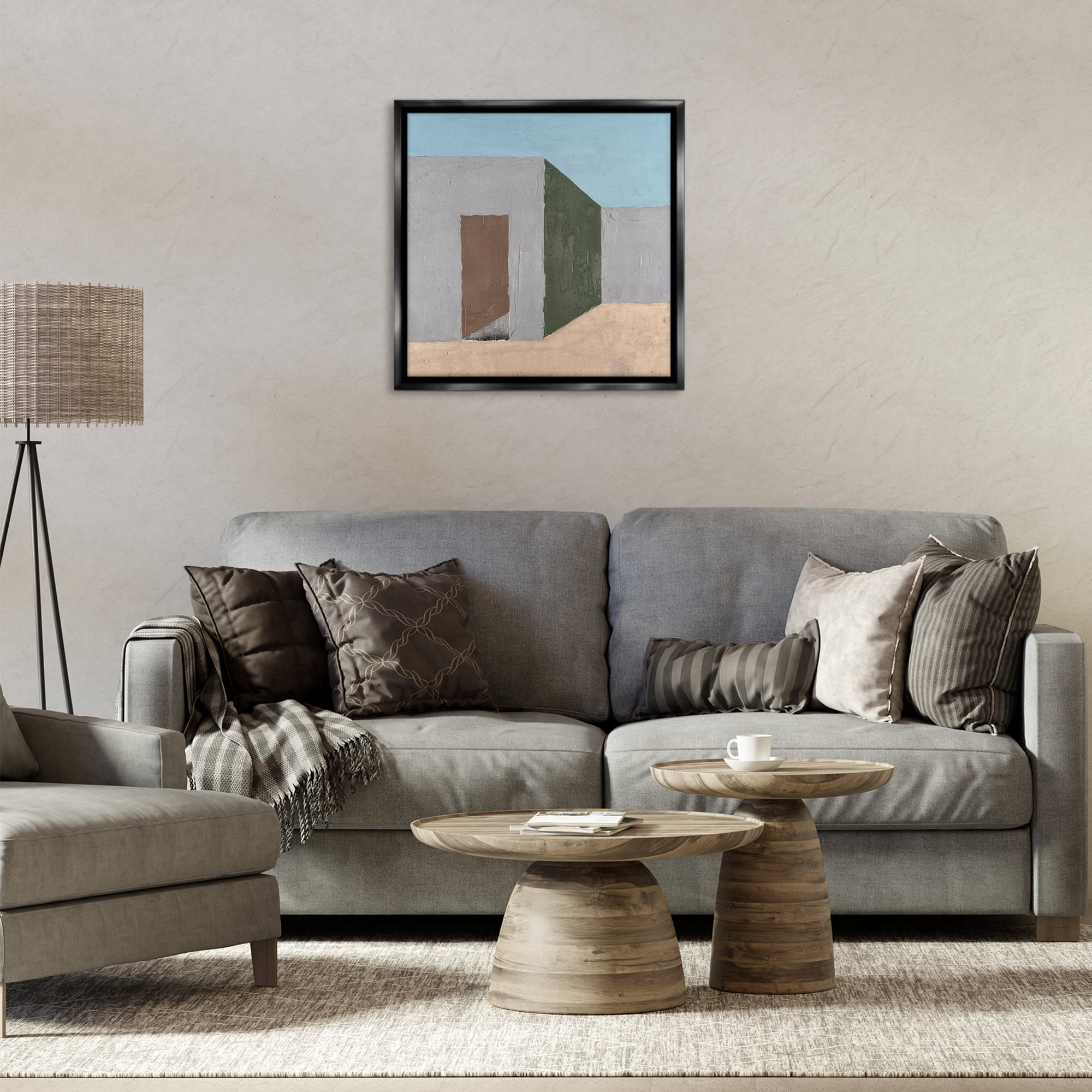 Stupell Industries Southwestern Adobe House Buildings & Architecture Painting Black Floater Framed Canvas Art Print Wall Art, 25 x 25