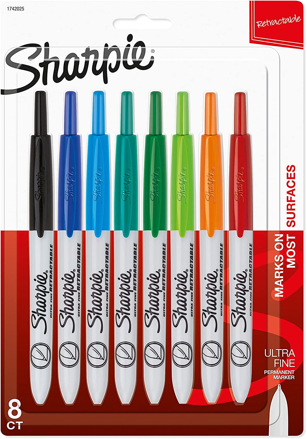 Assorted 8-Count Ultra Fine Point Sharpie Retractable Permanent Markers 