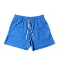 thumbnail image 2 of LOVZFMLL Men's Athletic Shorts, Men's Summer Shorts, Active Performance Basketball Workout Gym Waffle Short with Elastic Waist Drawstring Blue M, 2 of 6