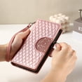thumbnail image 3 of SaniMore for iPhone iPhone 7 / 8 / SE 2022 & 2020 PU Leather Case, 3D Lattice Pattern for Girls Card Slots Zipper Purse Glitter Magnetic Clasp Flip Kicstand [Hand Rope] Full Protection, Rosegold, 3 of 15