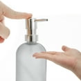 thumbnail image 3 of Unique Bargains 1 Pc Durable Cylinder Frosted Soap Dispenser 13.53oz Gray Silver Tone, 3 of 6
