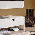 thumbnail image 4 of SoBuy BBF02-W , Support de Moniteur d'Écran d'Ordinateur Rehausseur de Moniteur Organisateur de Bureau avec 2 Tiroirs, 4 of 7