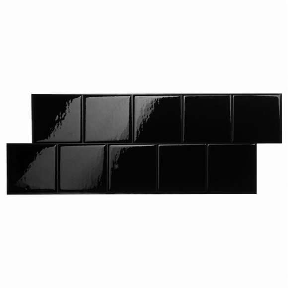 Smart Tiles Dosseret Autocollant à Peler et Coller, 5 Carreaux Adhésifs, Carré Noir, 22,29 Pouces X 8,23 Pouces