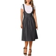 thumbnail image 2 of INSPIRE CHIC Suspender Dress for Women's Button Front Classic U Neck Overall Denim Midi Dress with Pockets M Black, 2 of 6