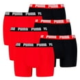thumbnail image 1 of PUMA Calzoncillos bóxer para hombre, pack de 6 - Everyday Basic Boxers 6P, algodón elástico, unicolor Negro/Rojo XXL (XX-Large), 1 of 3