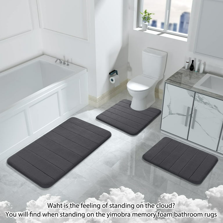 Yimobra Fluffy Bathroom Rugs Sets 2 Piece, Shaggy Toilet Rug U Shaped, Soft  Comfortable Non Slip Bath Mat,Thick Plush Shower Rug,Water