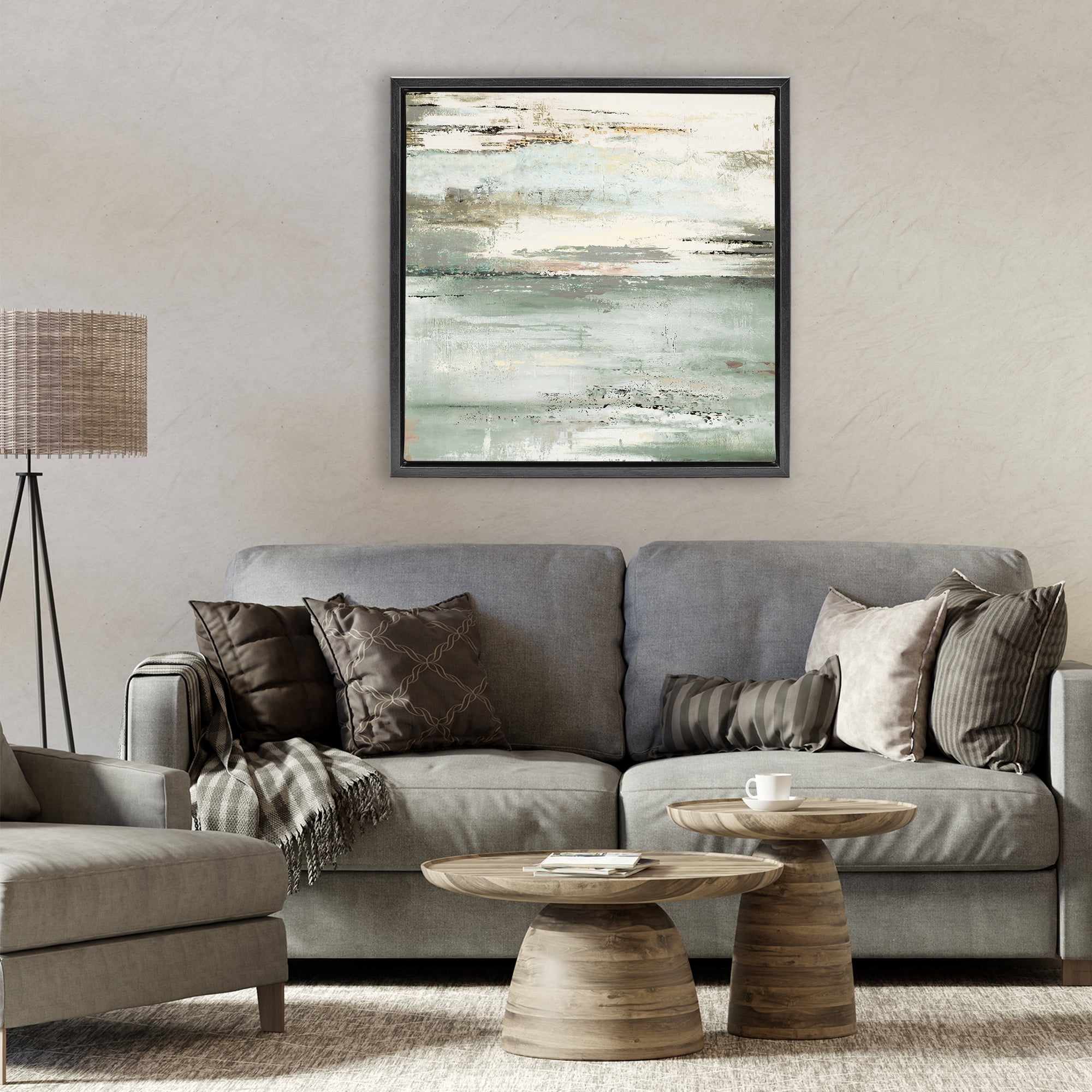 Stupell Industries The Seafoam Ones Abstract Black Framed Floater Canvas Wall Art, design by Patricia Pinto