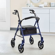 McKesson Rollator Walker for Seniors with Seat, Wheels - Blue, 300 lbs Capacity, 1 Ct