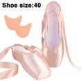thumbnail image 2 of Ballet Pointe Shoes Girls Women Ribbon Ballerina Shoes With Toe Pads, 2 of 5