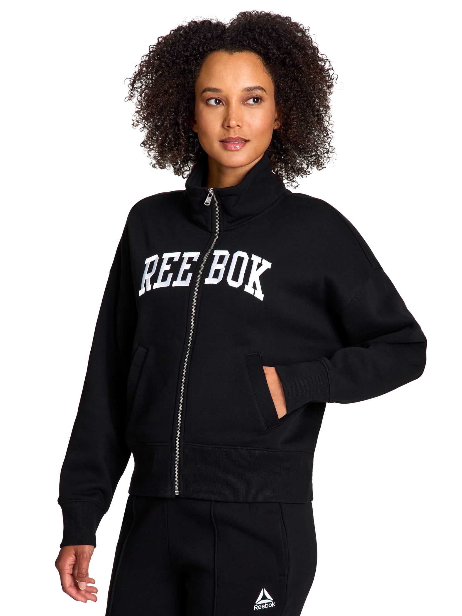 Reebok Women's Squad Zip Up Mock Neck Sweatshirt, Sizes XS